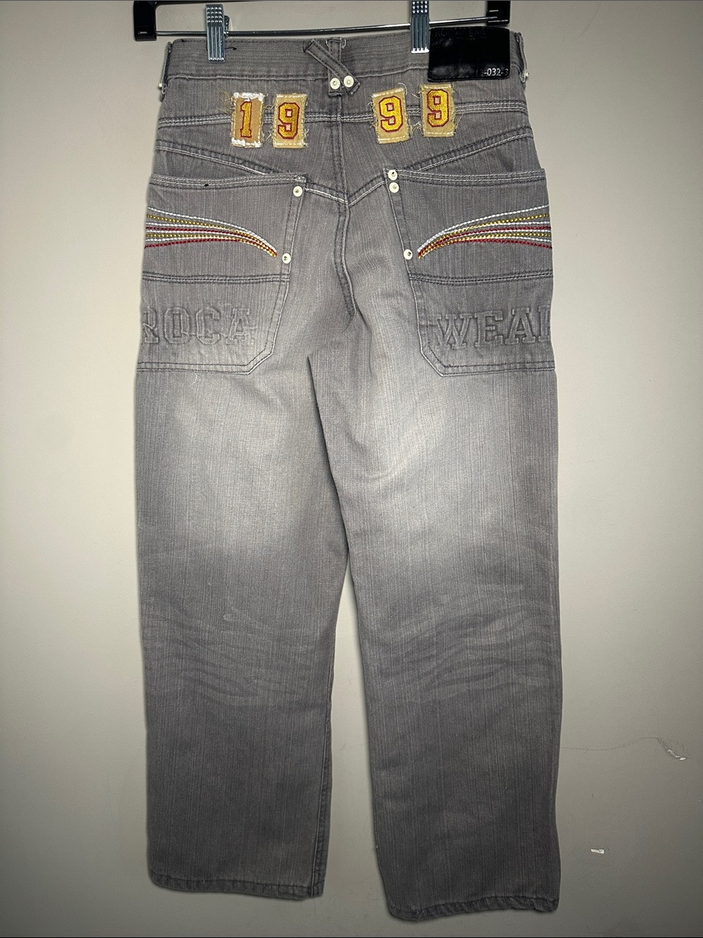 Roca Wear vintage rare y2k wide leg graphic 1999 patched Jeans